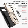 thumbnail image 2 of KOMI Designed for Google Pixel 9, Military-Grade Drop-Proof Case with Sliding Camera Cover and Ring Kickstand, Heavy Duty Shockproof Full Body Protective Phone Case, Gold, 2 of 5