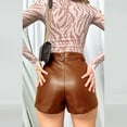 thumbnail image 2 of HLSOHJP Summer New Black and Brown PU Leather Shorts For Women Fashion Sexy High Waist Stretch Shorts XS-2XL Drop Shipping, 2 of 6