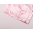 thumbnail image 6 of Beezizac Silky Satin Pajama for Girls - Pink Bow Coat Style Button Down Short Sleeve Set 2-Piece PJ Size 6-16, 6 of 7