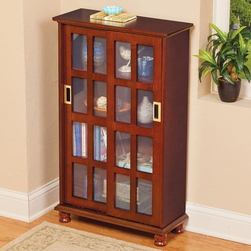 Wood Sliding Door Media Display Storage