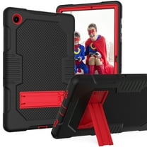 Dteck Case For Samsung Galaxy Tab A8 10.5" X200/X205/X207,Shockproof 3-Layer Protection Rubber Rugged Case Heavy Duty Kickstand Cover for Galaxy Tab A8 10.5-inch (2022),Black Red