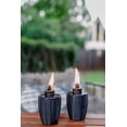 thumbnail image 2 of TIKI Brand Herringbone Blue Glass Tabletop Torch Set of 3, 2 of 5