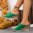 thumbnail image 6 of Slippers for Women,Slippers Stylish Platform Sandals With Metallic Decoration Open Toe Beach And Casual Footwear For Summer,Womens Slippers,Green,7.5, 6 of 9