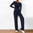 thumbnail image 2 of Two Piece Asymmetrical Long Sleeve Top with Wide Leg Pants Casual Outfit Set, 2 of 5