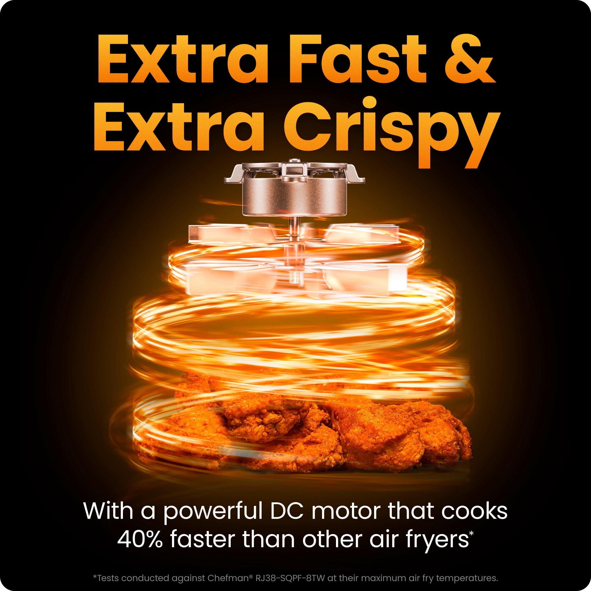 Chefman TurboFry Air Fryer, 450°F Max Temp, 6 Functions, and 9-Quart Capacity - Black