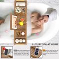 thumbnail image 4 of Bambloom Luxury Bathtub Tray,Bamboo Bathtub Table Tray with Premium Leather Grip and Non-Slip Pat,Walnut, 4 of 7