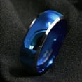 thumbnail image 5 of Tungsten Rings for Men Wedding Bands for Him 8mm Blue Domed with Beveled Silver Edges, 5 of 8