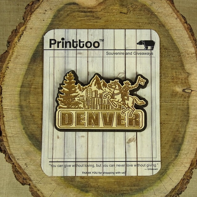 Denver Aimant de Réfrigérateur Gravé en Bois Souvenir Cadeau