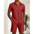 thumbnail image 2 of COOFANDY Men's Cotton Linen Sets Short Sleeve Button Down Shirts Summer Beach Shorts Outfits Matching Swim Set Beach Attire, 2 of 4