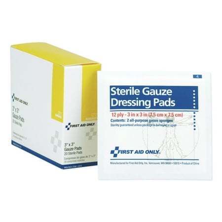 First Aid Only I211 3 in. x 3 in. Sterile Gauze Dressing Pads (10 Dual-Pads/Box)