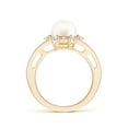 thumbnail image 2 of ANGARA Freshwater Cultured Pearl and Diamond Ring with Floral Halo in 14K Yellow Gold for Women | June Birthstone, Birthday, Anniversary, Jewelry Gift for Women | Natural Pearl Ring, 2 of 10