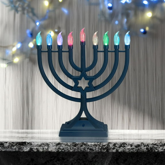 Rite Lite LED Glow Color Changing Hanukkah Menorah - 13" - Navy