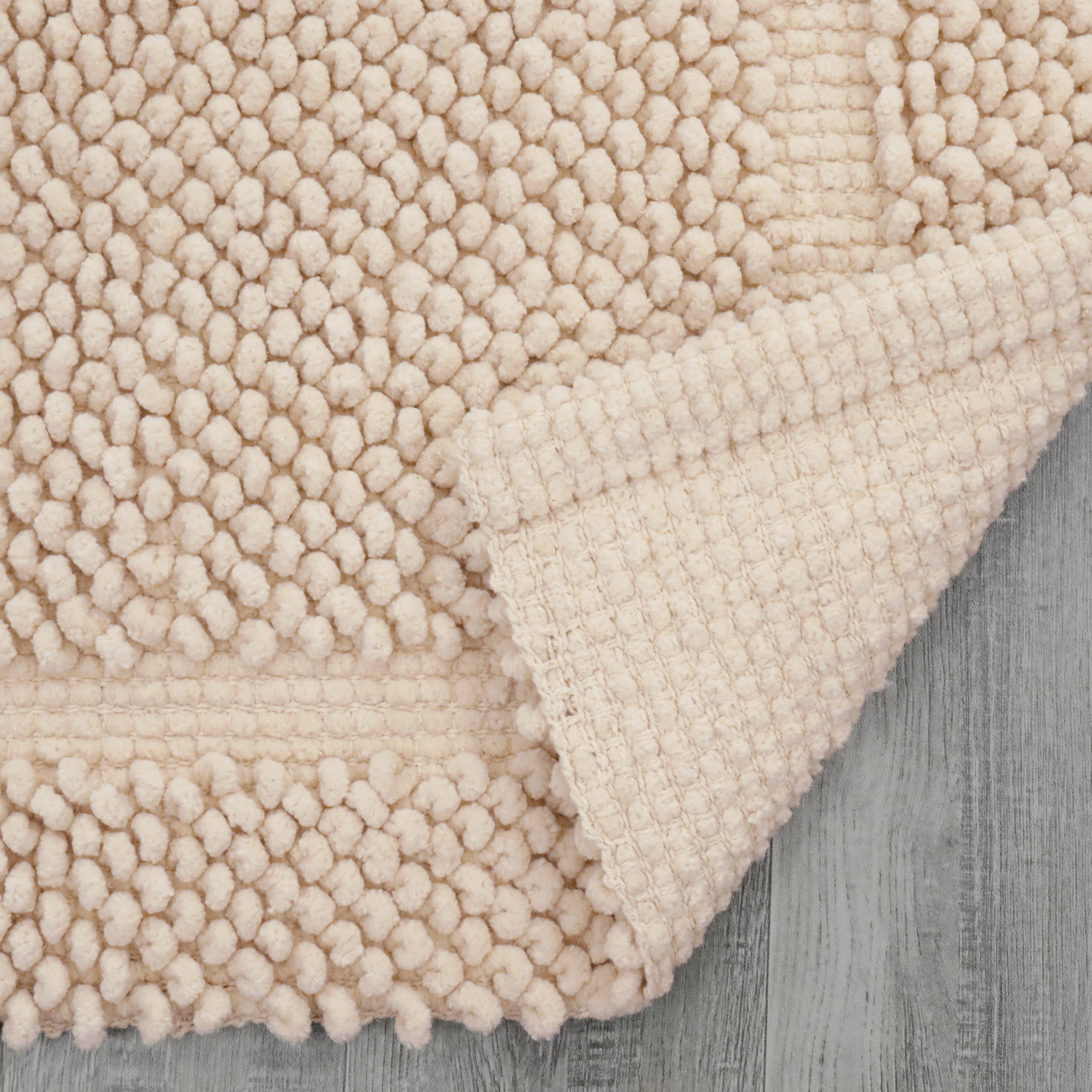 Jean Pierre New York Sophie Border 100% Cotton Bath Mat - Non-Slip Bath Rug - Ivory - 17" x 24"
