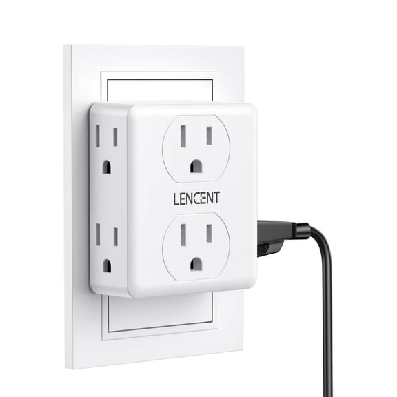 LENCENT Wall Outlet Extender,2 to 3 prong outlet adapter,Multi Plug Power Outlet Splitter with 6 AC Non-Grounded Outlets in Old House Hotel Dorm
