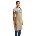 thumbnail image 2 of Artisan Collection by Reprime RP121 Barley Recycled Bib Apron with Pocket-Khaki/ Brown, 2 of 3