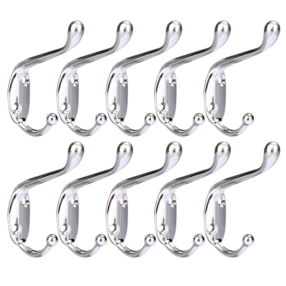 10pcs Dual Hooks Metal Hook Coat Double DIY Hat Hook Holder w Screws Silver Tone Walmart Canada