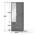 thumbnail image 2 of Better Home Products Grace Armoire Wardrobe with Mirror & Drawers in Gray, 2 of 3