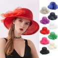 thumbnail image 5 of VISALY Derby Hats Womens Sun Hats Wide Brim | Wide Brimmed Sun Hats for Women Organza Bow Wide Brim Derby Hats for Women Wide Brim Hats for Women Straw Hats for Summer 1 Pack, 5 of 5