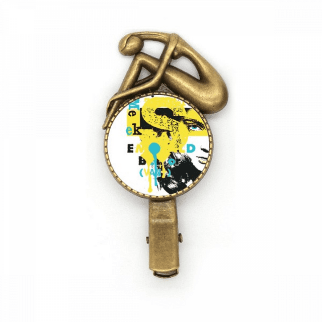 Graffiti Rue Jaune Noir Femme Modèle Épingle à Cheveux Broche Vintage Métal