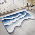 thumbnail image 4 of Alfombra de baño absorbente super azul marino, 19x31IN, antideslizante, lavable, respaldo de goma, alfombras para el baño, alfombra para la ducha, alfombra absorbente tejida para el baño, 50*80CM, 4 of 6