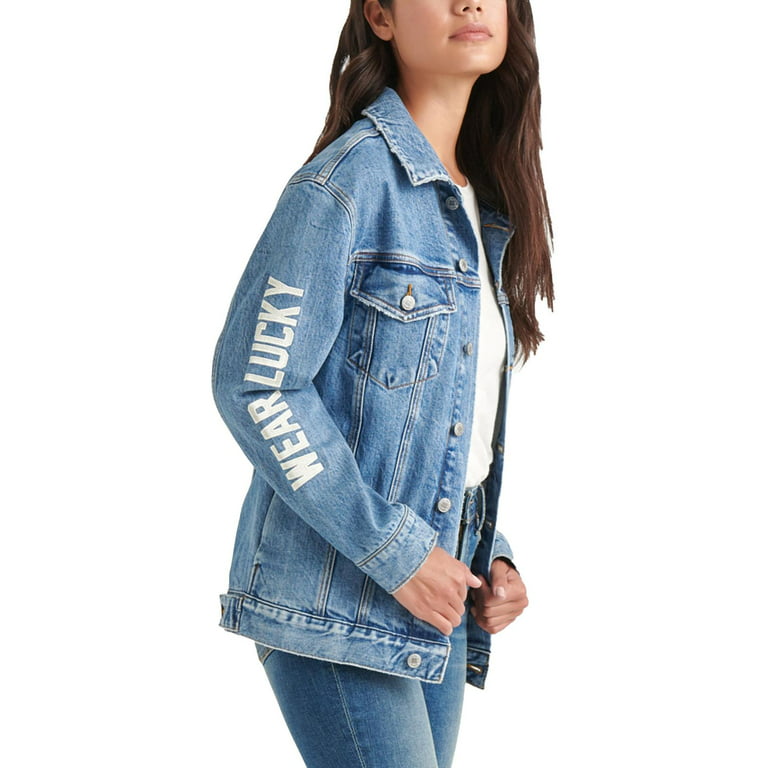 Lucky Brand Womens Be Lucky Fall Embroidered Jean Jacket