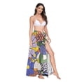 thumbnail image 2 of FORMRS Womens Long Sarong Beach Wrap Semi-Sheer Bikini Skirt Bathing Swimsuit Cover Up, Blue Floral, 2 of 7