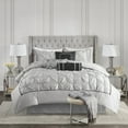 thumbnail image 3 of Tabacir 7 Piece Tufted Comforter, Tufted Lightweight Fluffy Bed Set with Comforter, Sheets, Pillowcases & Shams for All Season, Grey Queen, 3 of 9