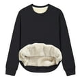 thumbnail image 2 of Siilsaa Womens Sherpa Lined Sweatshirts Casual Crewneck Cute Pullover Long Sleeve Thermal Shirts Black,L, 2 of 5