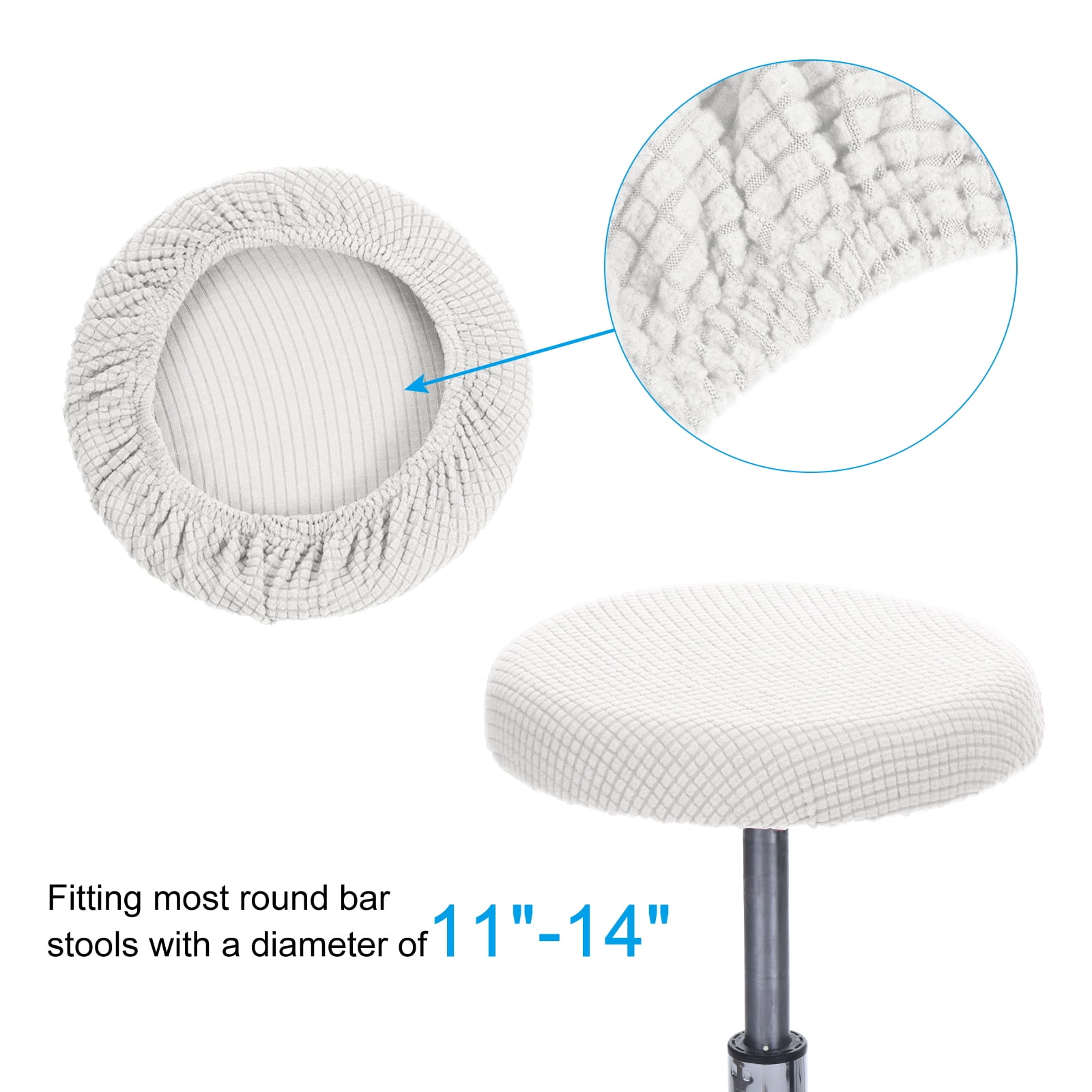 Unique Bargains Round Bar Stool Covers Washable Elastic Kitchen Living Room Cushion Cover Cream