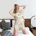 thumbnail image 5 of Haiem Gold Christmas Tree Pattern Pajama Set for Women 2 Piece Lounge Set Short Sleeve Tops and Shorts Soft Sleepwear-Small, 5 of 7