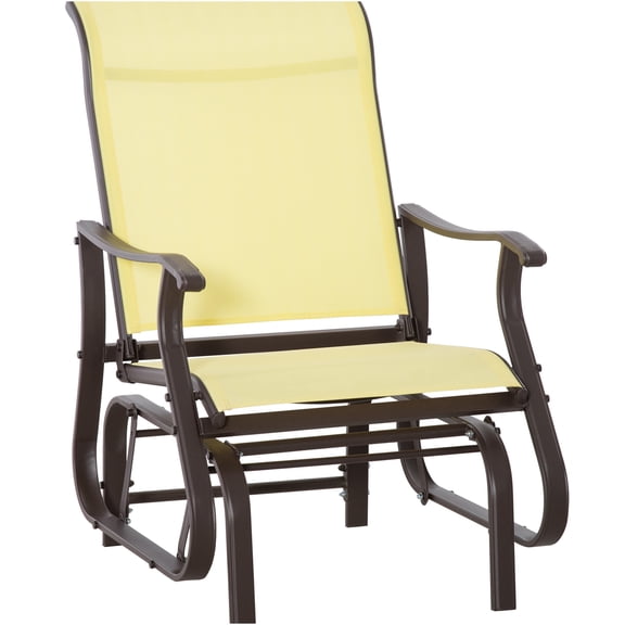 JERFIT Outdoor Patio Glider Chair with Breathable Mesh, 330lb Capacity Steel Frame Rocking Swivel Seat for Garden, Porch, Backyard - Beige