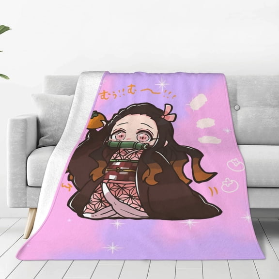 Demon Slayer Kamado Nezuko Throw Blanket Couch Bed Sofa Soft Lightweight Warm Cozy Flannel Fleece Bed Blanket For Kids Adults Gift Multiple Sizes Available 40"X30"