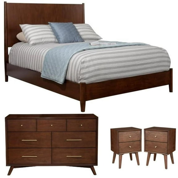 Home Square 4 Piece Set with Nightstand Full Size Panel Bed and Dresser