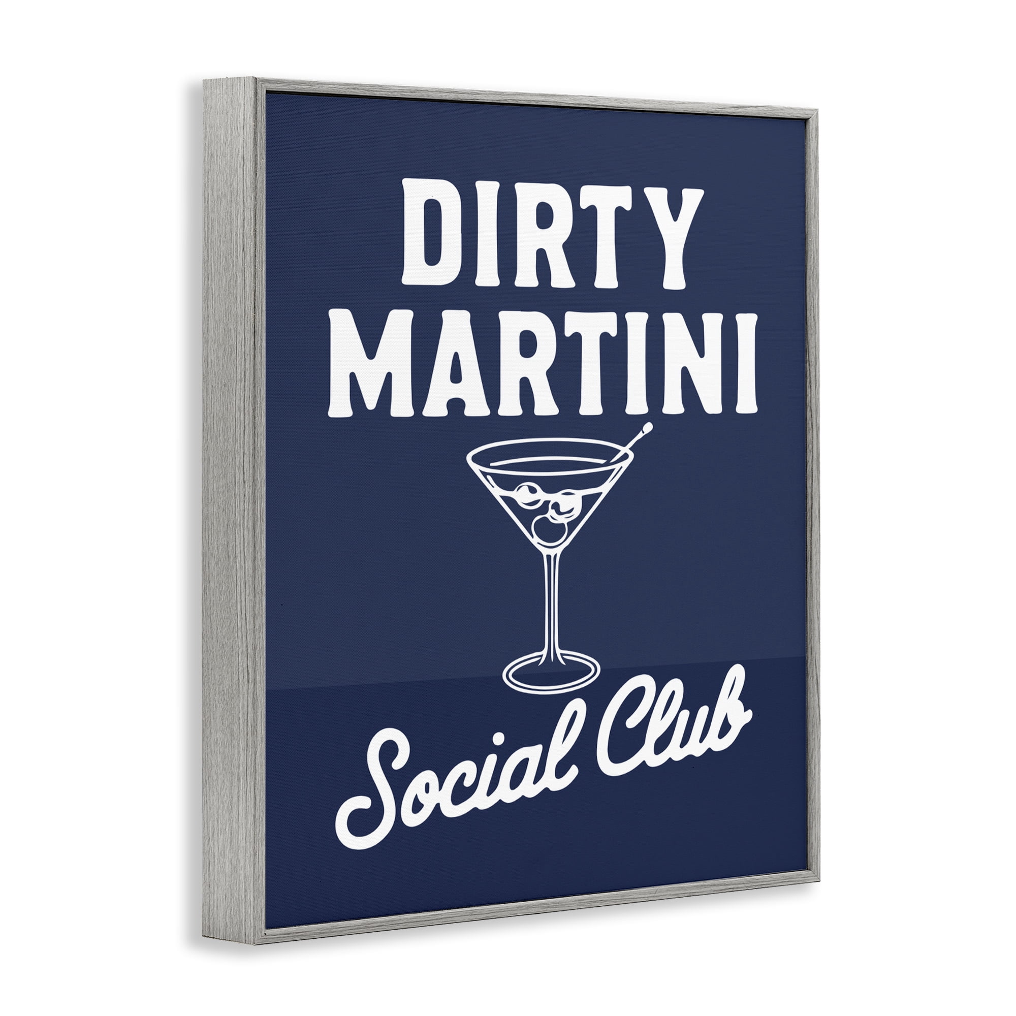 Stupell Industries Retro Dirty Martini Club Gray Framed Giclee Art, design by Lettered and Lined