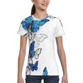 thumbnail image 4 of Honeii Blue Flying Butterflies Print Kids Boy T-Shirt,Breathable Round Neck Tee,Stylish Summer Tee for Boys, for Outdoor Activities and Casual Wear, 4 of 7