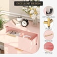 thumbnail image 3 of YUSAZENS Storage Cabinet, 4 Drawer Triangle Pattern Chest - MDF + PB + Iron, Pink, Modern Storage for Bedroom, Living Room, or Office, 3 of 4