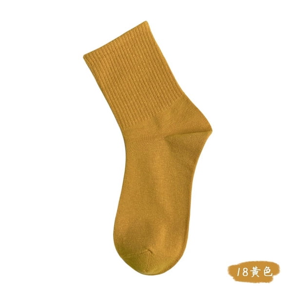 Zhuge 6 pares de calcetines de algodón para mujer, finos, suaves, cómodos, transpirables, de vestir, por encima del tobillo, para negocios, informales (amarillo)