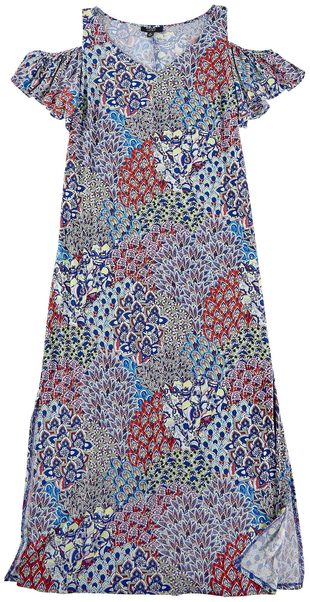 MSK Womens Plus-Size Flutter Sleeve Woven Printed Dress