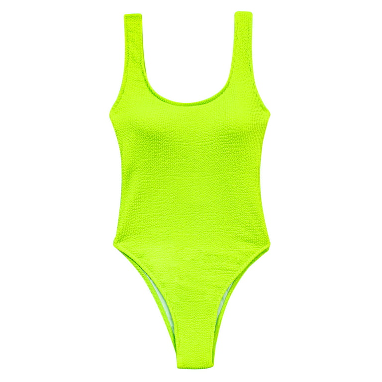 Herrnalise One Piece Bathing Suit for Women New Lace-Up Swimwear Sexy  V-Neck Open Back Swimwear Green 