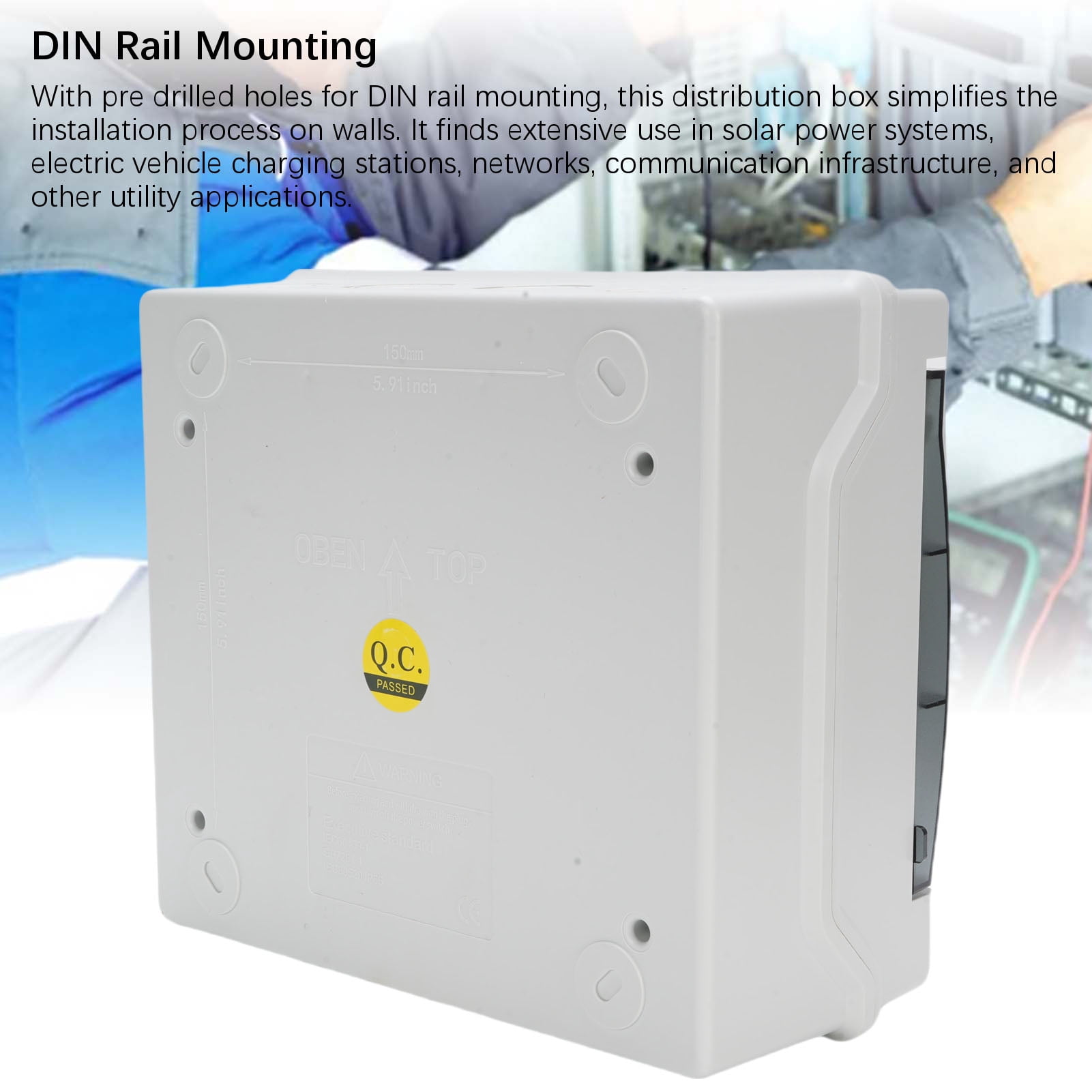 NFTIGB 4 Way Circuit Breaker Distribution Box IP66 Waterproof DIN Rail Enclosure for Indoor Outdoor Use, Lockable Electrical Panel Box with Accessories, 7.87 x 6.5 x 4.49 inches