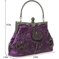 thumbnail image 3 of Womens Vintage Floral Beaded Rhinestone Embroidery Clutch Sequin Crossbody Bag Evening Handbag for Bridal Wedding Party Prom, 3 of 7
