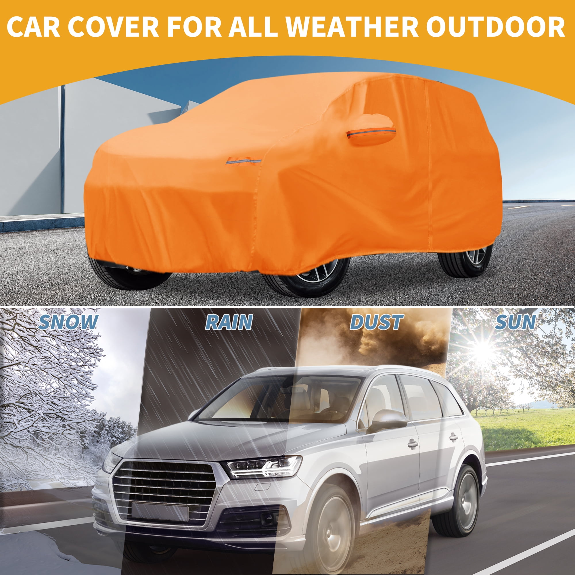 Unique Bargains Waterproof Car Cover for Lexus UX 210D-PU Orange with Zippers