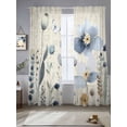 thumbnail image 2 of Spring Blue Floral Sheer Curtains 84 Inch Length 2 Panels Set, Vintage Garden Wildflowers Botanical Voile Window Treatment Rod Pocket Curtains Sheers Drapes for Bedroom/Living Room/Kitchen 52"x84"x2, 2 of 7