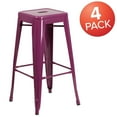 thumbnail image 3 of Commercial Grade 4 Pack 30" High Backless Purple Indoor-Outdoor Barstool, 3 of 4