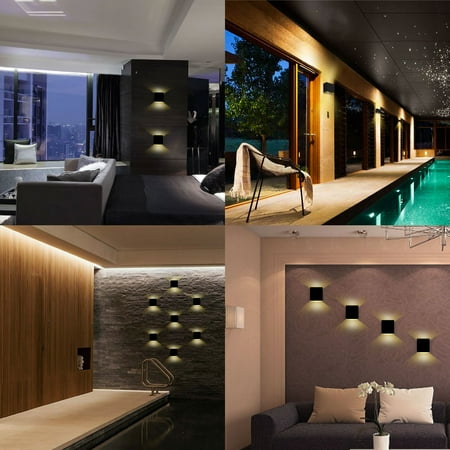 Tsv 2 1pcs Modern Wall Sconce Light Up And Down Led Wall Lamp Indoor Square Wall Mounted Lamp Fixture Aluminum Wall Lights For Living Room Bedroom Hallway Black White Shell Warm White Light Walmart Com