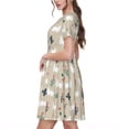 thumbnail image 2 of Naloa Cute Alpaca Print Womens Summer A-Line Dress with Pockets,Short Sleeve Dresses,Flowy Beach Swing Dress for Vacation Travel, 2 of 6