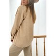 thumbnail image 3 of Women's Light French Beige Solid Corduroy Shacket with Frilled Flap Pocket, 3 of 12