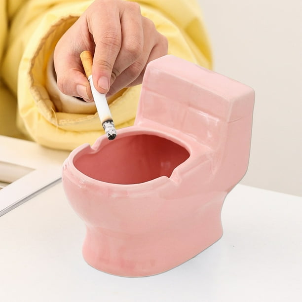 Fiudx Ofertas relámpago del día Cenicero de cerámica para baño, modelado de inodoro, cenicero de escritorio para baño, adornos decorativos, tendencia personalizada, uso en el baño masculino