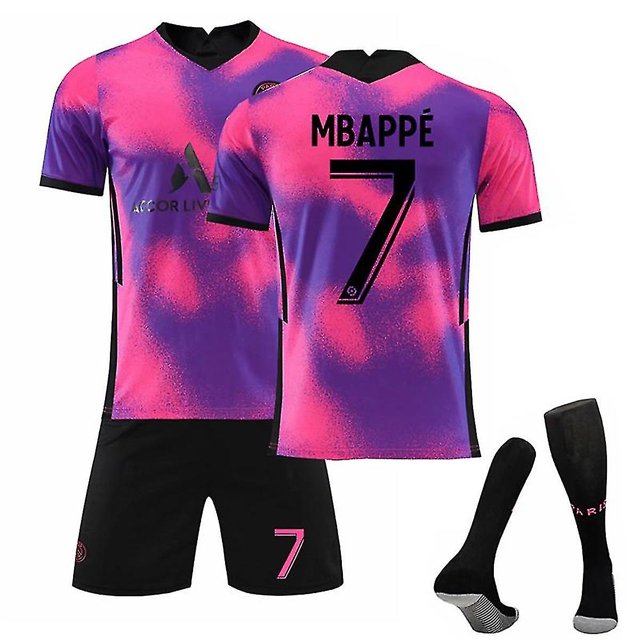Kits de fútbol para niños Camiseta de fútbol Camiseta de entrenamiento Traje 21/22-20 21 Rosa Mbappe 7-Niños 20 (110-120CM) BmatwkZeng Bmatwk Jersey