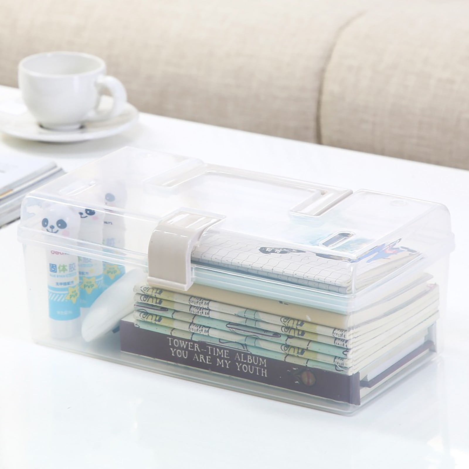 Plastic Storage Bins With Lid and Handle, Plastic Latch Storage Box, Stackable Storage Container, Small Plastic Storage Basket, Cute Organizer Box for Home, Office, 1 Pcs, 9.06x4.53x3.74"